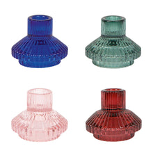 Load image into Gallery viewer, Boho Small Ribbed Glass Candle Holders