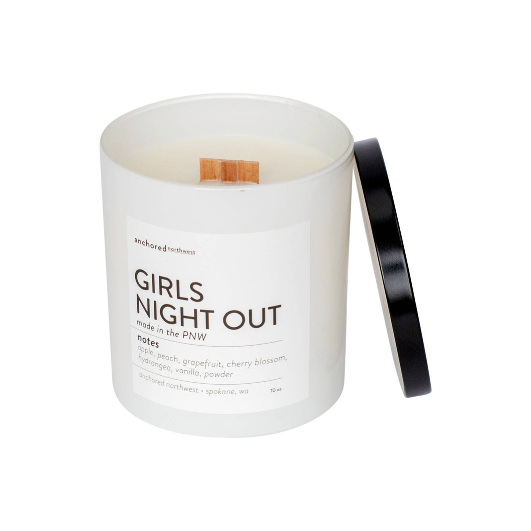 Girls Night Out White Wood Wick Candle