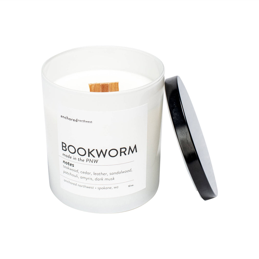 Bookworm White Wood Wick Candle