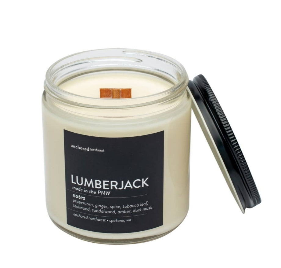 Lumberjack White Wood Wick Candle - black label large