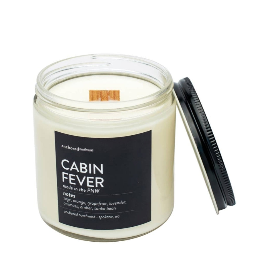 Cabin Fever White Wood Wick Candle- black label large