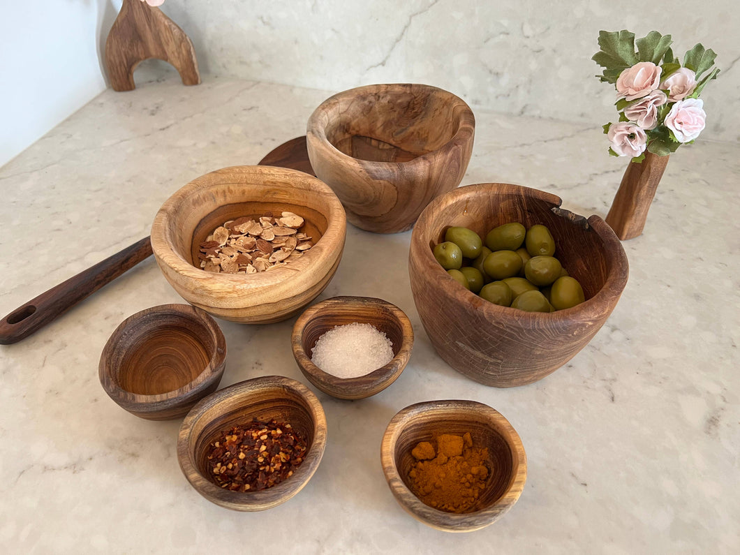 Wood Bowl Sets (set of 4) - Mise en place - Snack or Sauce Bowls