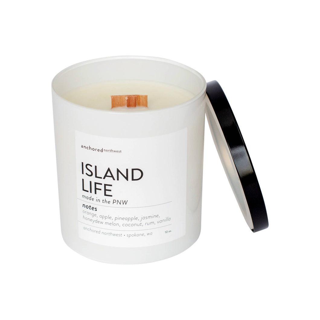 Island Life White Wood Wick Candle