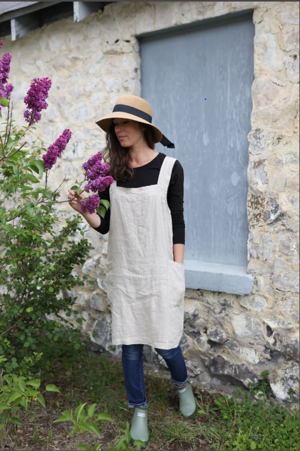 Linen Pinafore Cross-back Apron